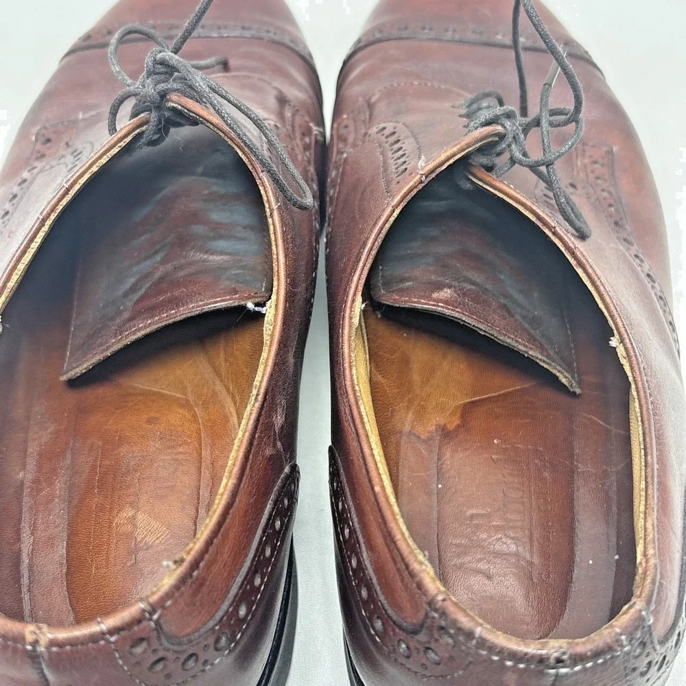Allen‎ Edmonds Men's Benton Brown Cap Toe Oxford Shoes 9D Leather Vibram Gumlite